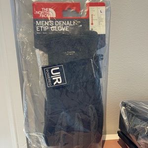 New The North Face Men’s Denali ETIP Glove size Large dark grey heather/black